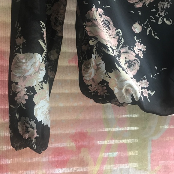 Celine Floral Chiffon Blouse Sheer Long Sleeve Top - Picture 5 of 6